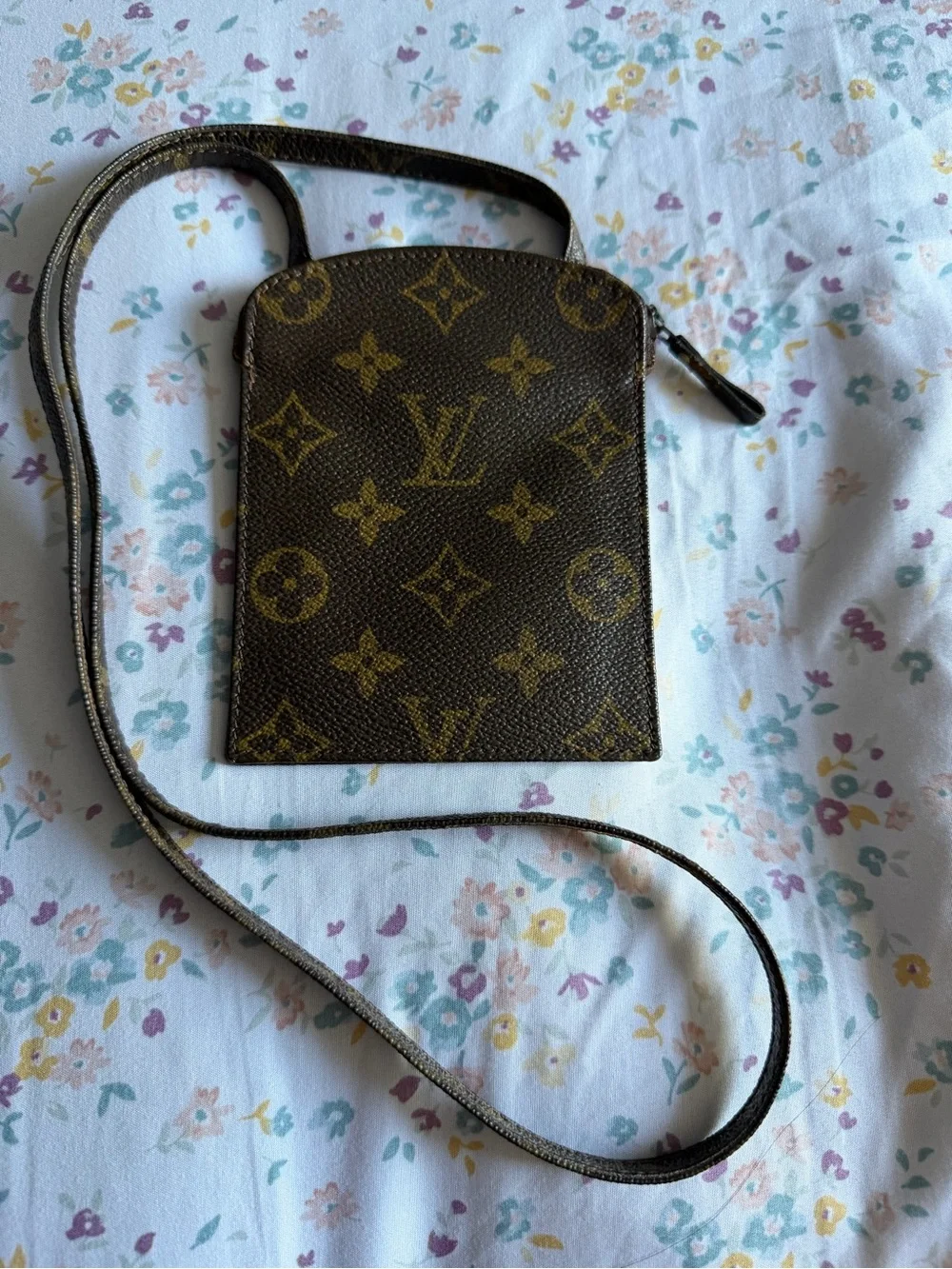 Louis Vuitton Monogram Canvas Small Crossbody Pouch in Brown and Gold